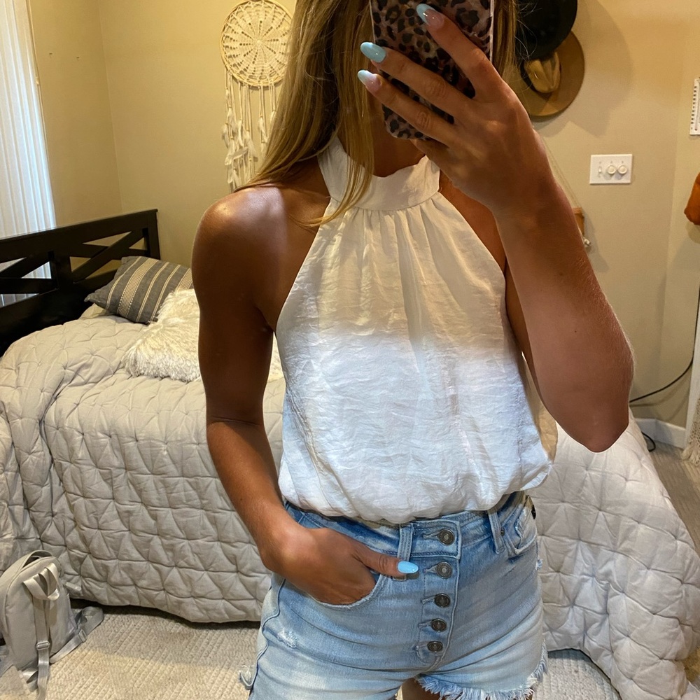 White halter bodysuit